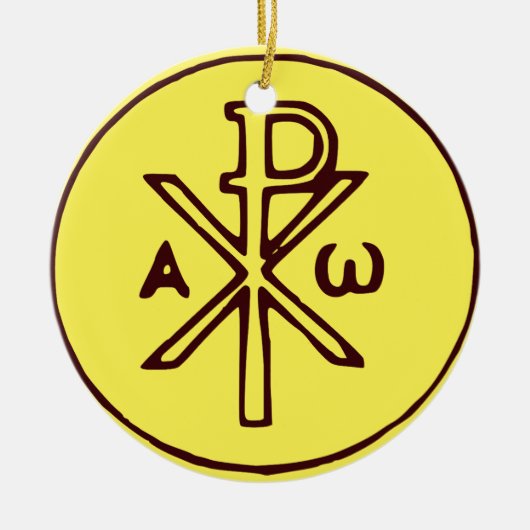 Heilig Chi-Rho Christogram Kunstwerk Keramisch Ornament (Voorkant)