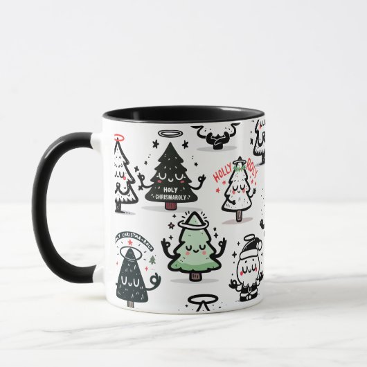 Heilig Chrismaroly Patroon – Grappige Kerstbomen Mok (Links)