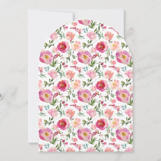 Heilig Doopsel & 1e Verjaardag Roze Bloemen Waterv Kaart (Achterkant)