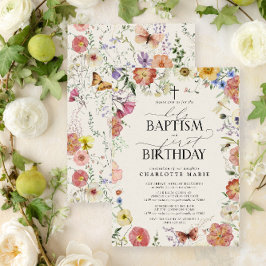 Heilig Doopsel & 1e Verjaardag Waterverf Bloemenme Kaart