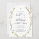 Heilig Doopsel & 1e Verjaardag Wildbloem Natuur Kaart (Voorkant)