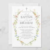 Heilig Doopsel & 1e Verjaardag Wildbloem Natuur Kaart (Voorkant)