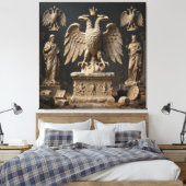 Heilig Dubbelkoppig Adelaar-relikwie Canvas Afdruk (Insitu (Slaapkamer))