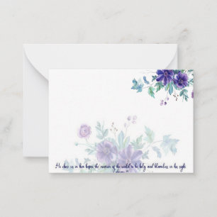 Heilig en onberispelijk, paarse aquarel bloem notitiekaartje