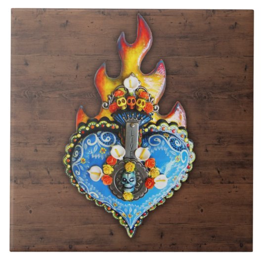  Heilig Flaming Heart Wall Plaque Tegeltje (Voorkant)