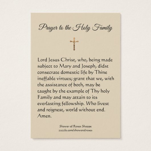 Heilig Gebed Jezus Maria Sint Jozef Heilige Kaart (Achterkant)