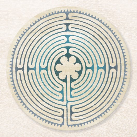 Heilig Geometriesymbool - Chartres Labyrint 1 Ronde Kartonnen Onderzetter (Voorkant)