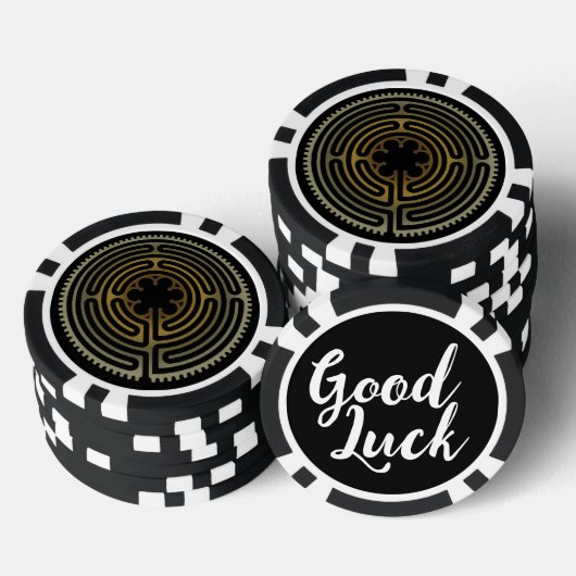 Heilig Geometriesymbool - Chartres Labyrint 4 Poker Chips (Opstapeling)