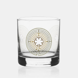 Heilig Geometriesymbool - Chartres Labyrint 4 Whisky Glas