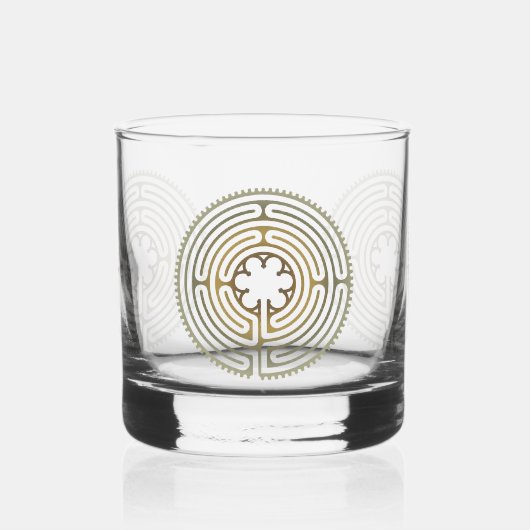 Heilig Geometriesymbool - Chartres Labyrint 4 Whisky Glas (Links)