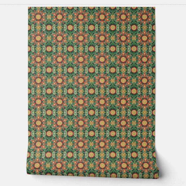 Heilig Geometrisch Bloemmotief Mandala Ontwerp Pat Behang (Afrollen)