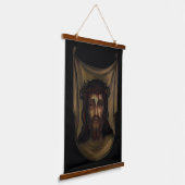 Heilig gezicht van Jezus Veronica's sluier gebasee Hangend Wandkleed (Gebogen)