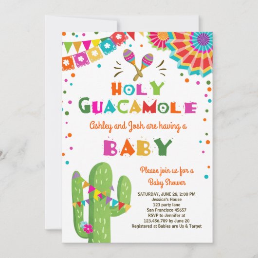 Heilig Guacamole Fiesta Baby shower nodigt Mexicaa Kaart (Voorkant)