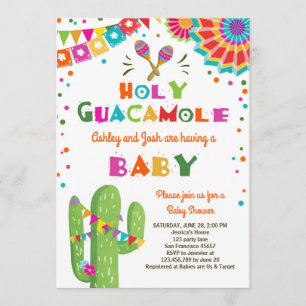 Heilig Guacamole Fiesta Baby shower nodigt Mexicaa Kaart