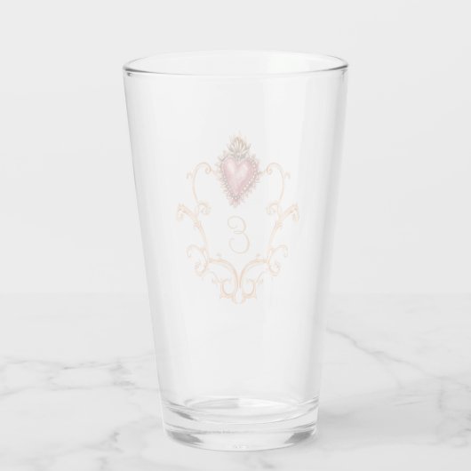 Heilig Hart Barok Monogram Glas (Achterkant)