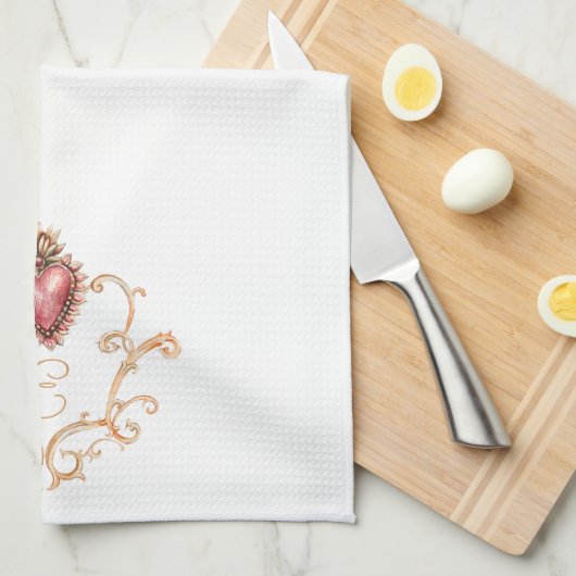 Heilig Hart Barok Monogram Theedoek (Quarter Fold)