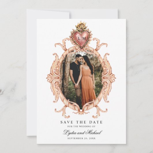 Heilig Hart Barok Save the Date Kaart (Voorkant)