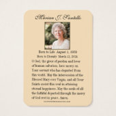 Heilig Hart Begrafenis Gedenkteken Visitekaartje (Achterkant)