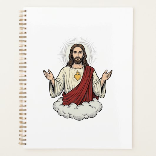 Heilig Hart Devotioneel Vintage Graveerkunst Ontwe Planner (Voorkant)