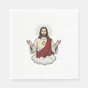 Heilig Hart Devotioneel Vintage Gravure Ontwerp_1 Servet