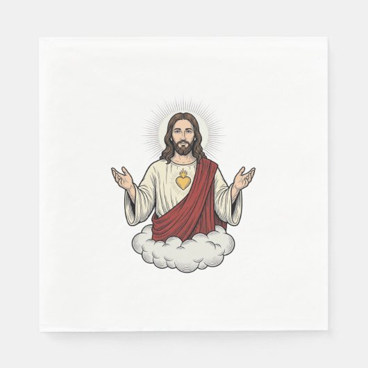 Heilig Hart Devotioneel Vintage Gravure Ontwerp_1 Servet (Voorkant)