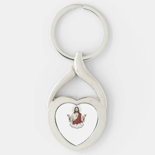 Heilig Hart Devotioneel Vintage Gravure Ontwerp_1 Sleutelhanger (Voorkant)