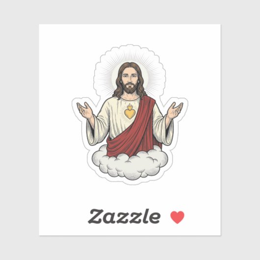 Heilig Hart Devotioneel Vintage Gravure Ontwerp_1 Sticker (Vel)