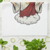Heilig Hart Devotioneel Vintage Gravure Ontwerp_1 Theedoek (Gevouwen)