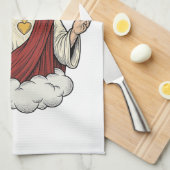 Heilig Hart Devotioneel Vintage Gravure Ontwerp_1 Theedoek (Quarter Fold)