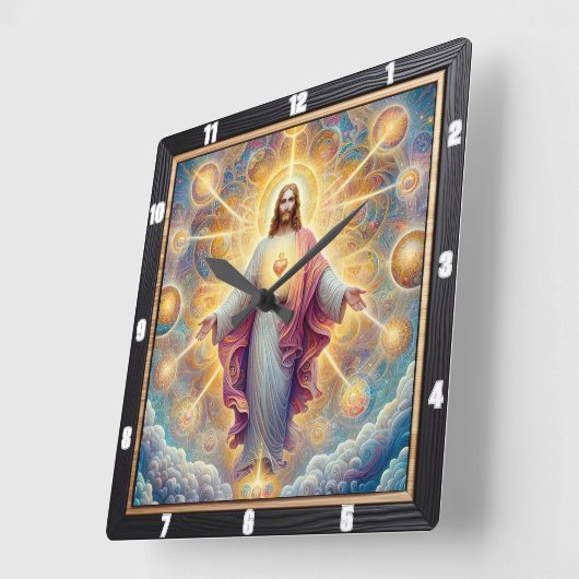 Heilig Hart Goddelijk Licht Vierkante Klok (Hoek)