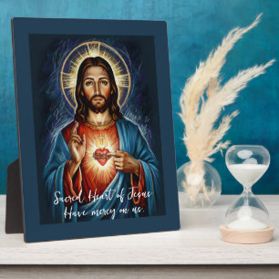Heilig Hart Jezus Artistieke Krijttekening Plaquet Fotoplaat