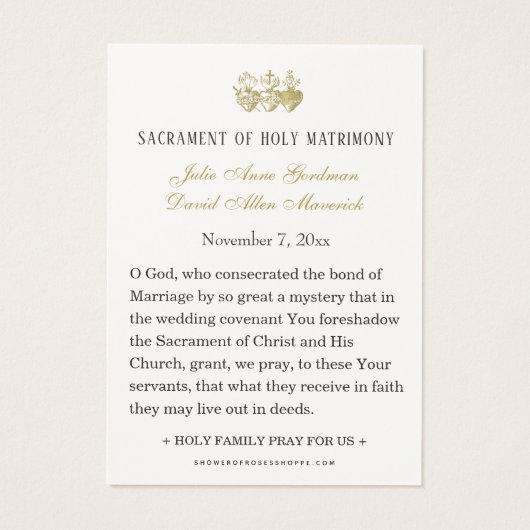 Heilig Hart Jezus Bruiloftsgebed Kaart (Achterkant)