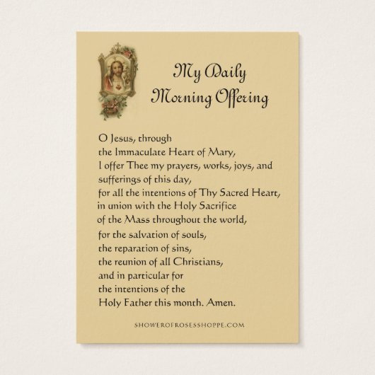 Heilig Hart Jezus Dagelijkse Ochtend Het aanbieden Visitekaartje (Achterkant)