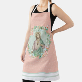 Heilig hart Jezus Eucaylptus Floral Religie Schort