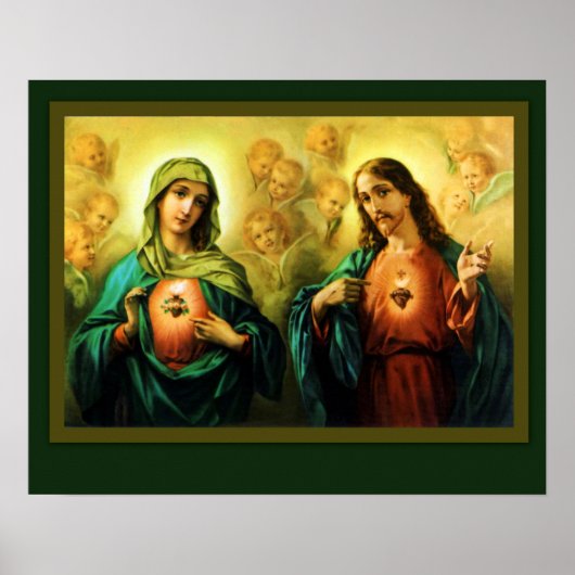 Heilig hart Jezus & immaculair hart van Mary Poster (Voorkant)