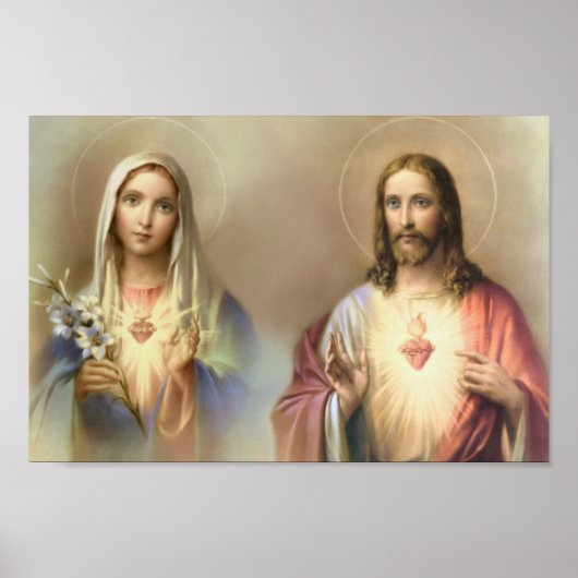 Heilig hart Jezus Immacularis Mary Religieuze Poster (Voorkant)