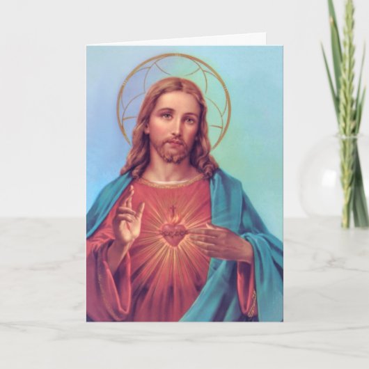 Heilig hart Jezus Katholiek condoleances Dankuwel Bedankkaart (Voorkant)