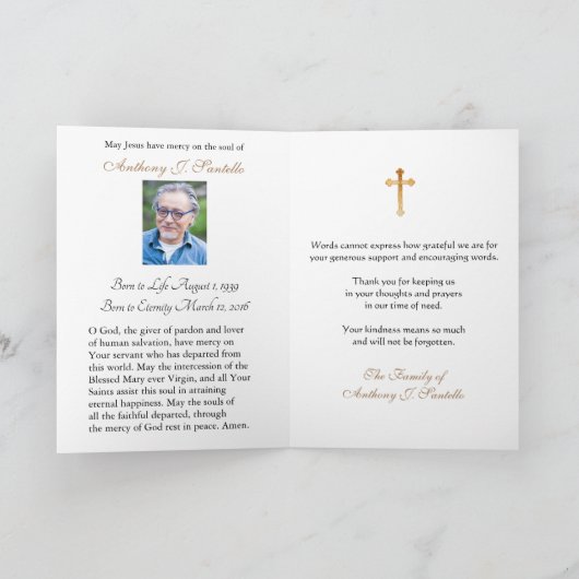 Heilig hart Jezus Katholiek condoleances Dankuwel Bedankkaart (Binnen)