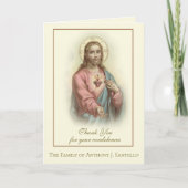 Heilig hart Jezus Katholiek condoleances Dankuwel Bedankkaart (Voorkant)