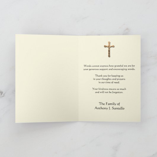 Heilig hart Jezus Katholiek condoleances Dankuwel Bedankkaart (Binnen)