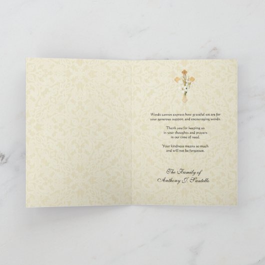 Heilig hart Jezus Katholiek condoleances Dankuwel Bedankkaart (Binnen)