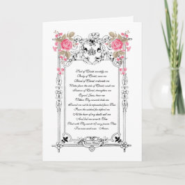 Heilig Hart Jezus Roze Rozen Elegante Gebed Kaart