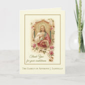 Heilig Hart Jezus Rozen condoleances Dank u Bedankkaart (Voorkant)