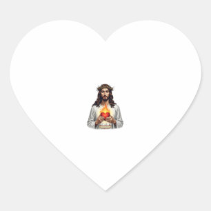 Heilig Hart Jezus Vintage Gravure Gelooftshirt ( Sticker