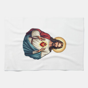 Heilig Hart Jezus Vintage Gravure T-shirt 2 Theedoek