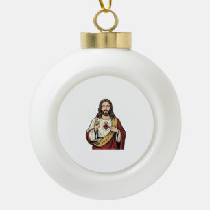 Heilig Hart Jezus Vintage Gravure Vector Kunst_1 Keramische Bal Ornament