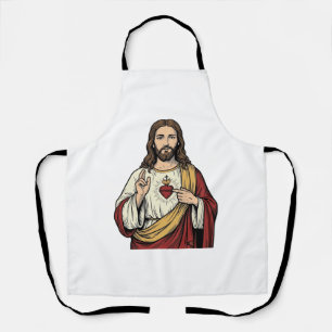 Heilig Hart Jezus Vintage Gravure Vector Kunst_1 Schort