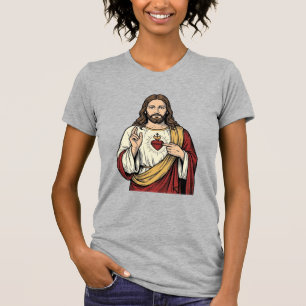 Heilig Hart Jezus Vintage Gravure Vector Kunst_1 T-shirt