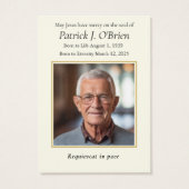 Heilig Hart Katholieke begrafenisgebedsmonument Visitekaartje (Achterkant)