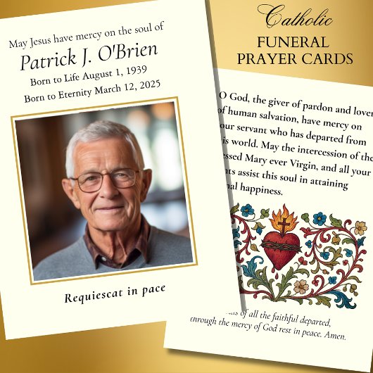 Heilig Hart Katholieke begrafenisgebedsmonument Visitekaartje